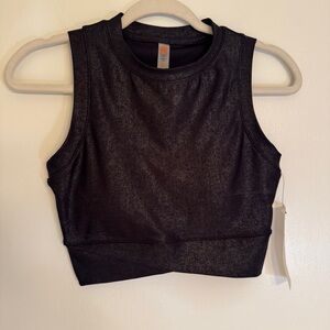 Mono B Black Sleeveless Crop Top Size M